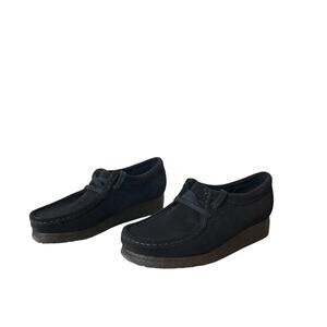 Clarks Originals Wallabee Chukka Boots Lace Up Booties Black Suede Size 7.5